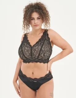 Panty "Sophia" Black/beige -Angebote SUGARSHAPE Store sugarshape bralette high panty sophia front packshot model off white single bhs 85 107 5 hs 110 full 3