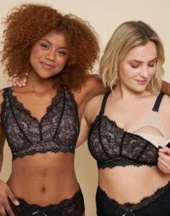 Still-Bralette "Sophia" Black/beige -Angebote SUGARSHAPE Store sugarshape bralette still bralette sophia front packshot model sand double crop 11