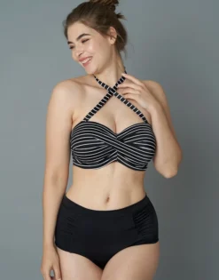 Bikini-High-Waist-Panty "Monaco" Black -Angebote SUGARSHAPE Store sugarshape highwaist panty monaco front packshot model grey single full 1