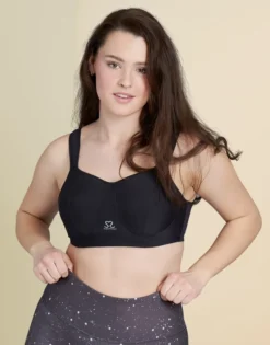 Sport-BH "Move" Black/silver -Angebote SUGARSHAPE Store sugarshape sport bh move blacksilver front packshot model sand single bhs 80 97 5 crop 1